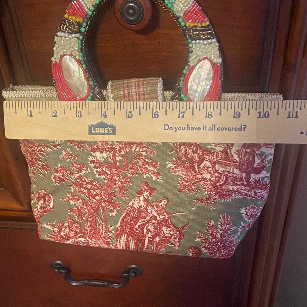 Mary Frances Red and Green Beaded Tote - Picture 7 of 11
